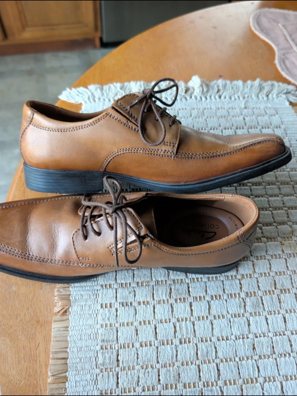 Clarks Tilden Walk Brown Leather Oxfords Mens' Sz 8
